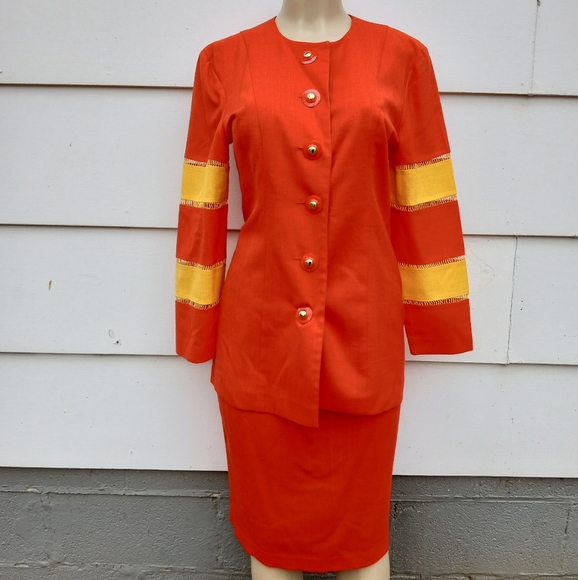 Vintage Orange and Yellow Skirt Set - Picture 2 of 6